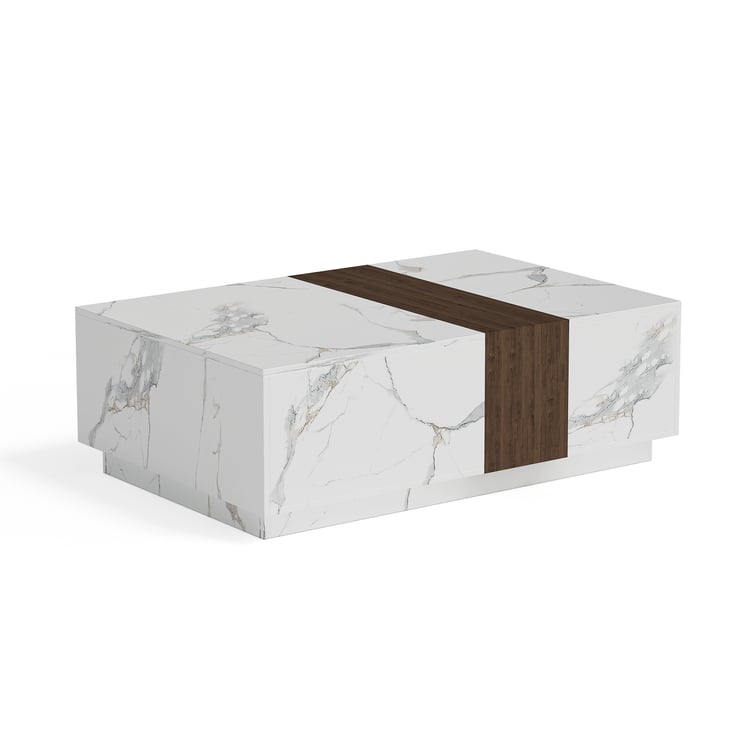 Marble & walnut coffee table