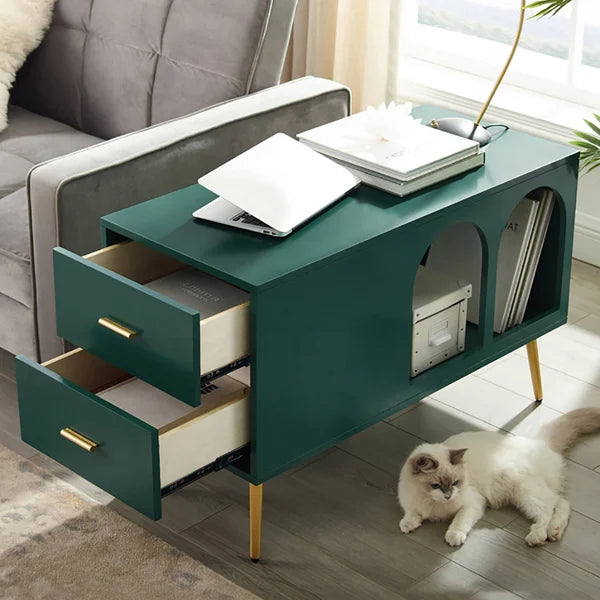 Narre green end table with storage