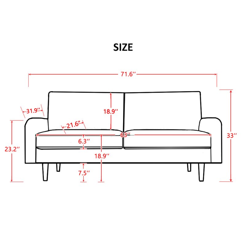 Alliviah 71.6" Velvet Round Arm Sofa