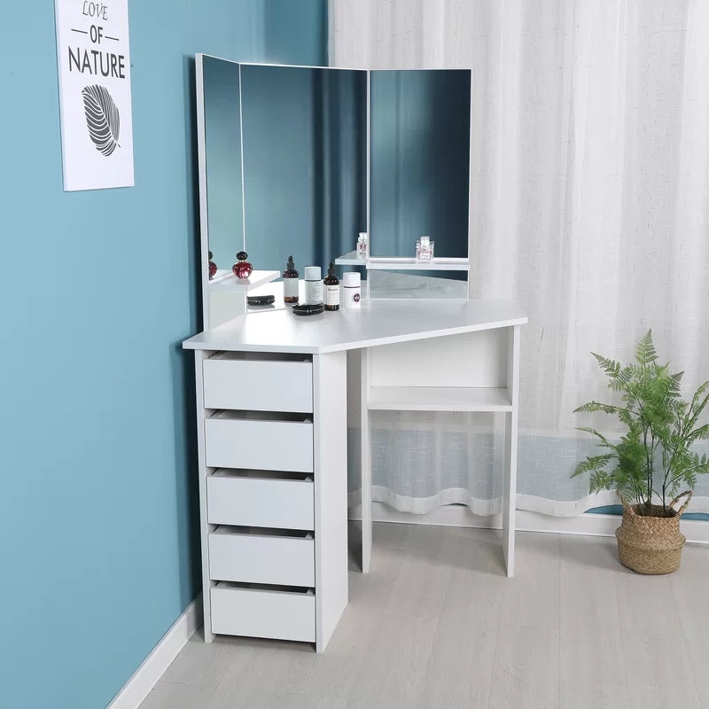 Corner makeup vanity