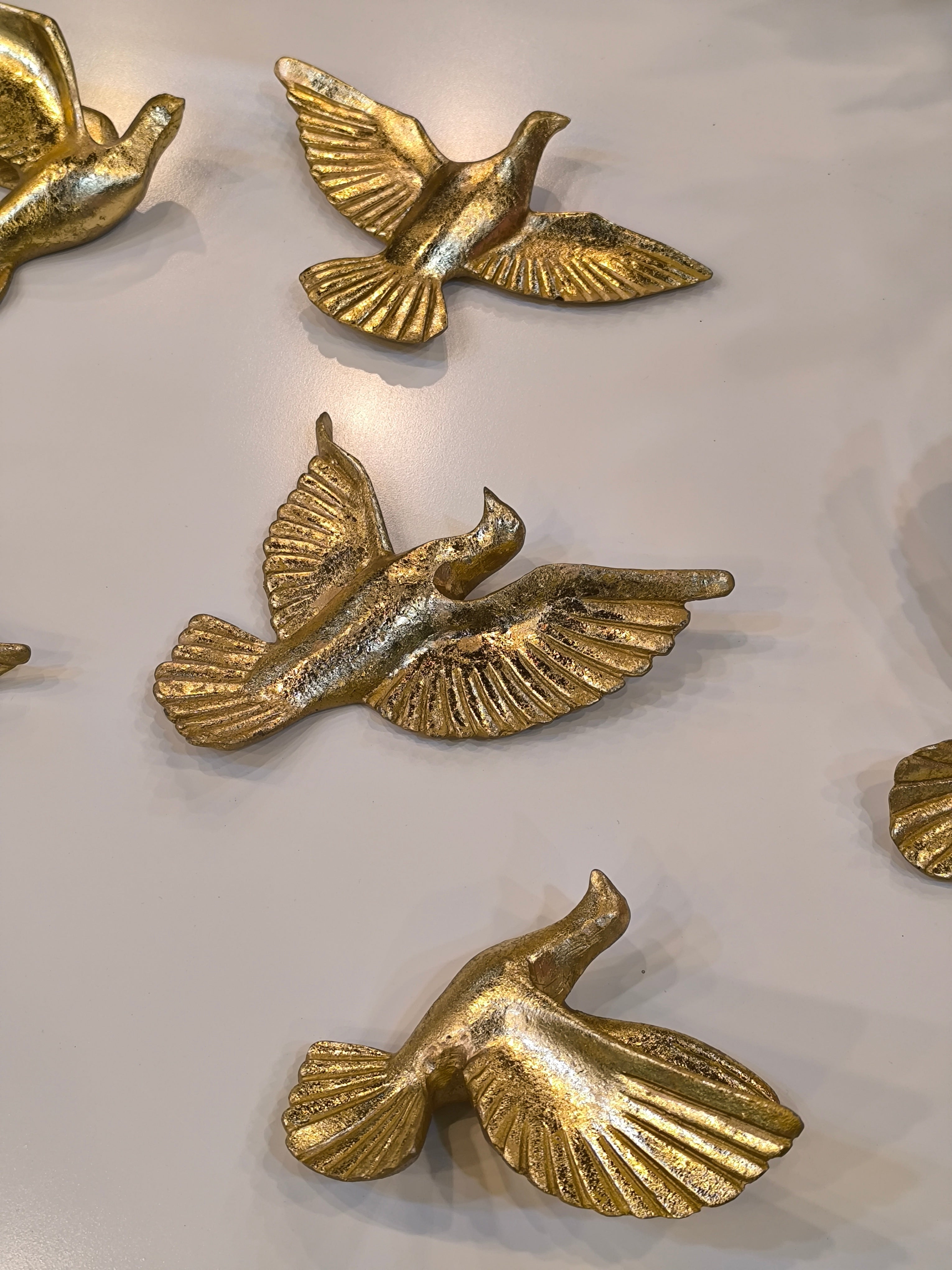 Golden wall hanging birds set