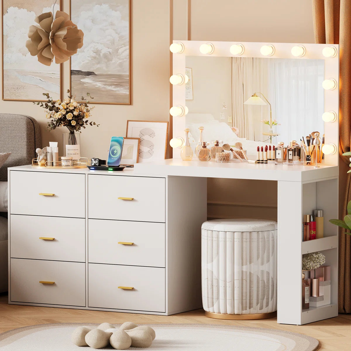 6 drawers makeup desk