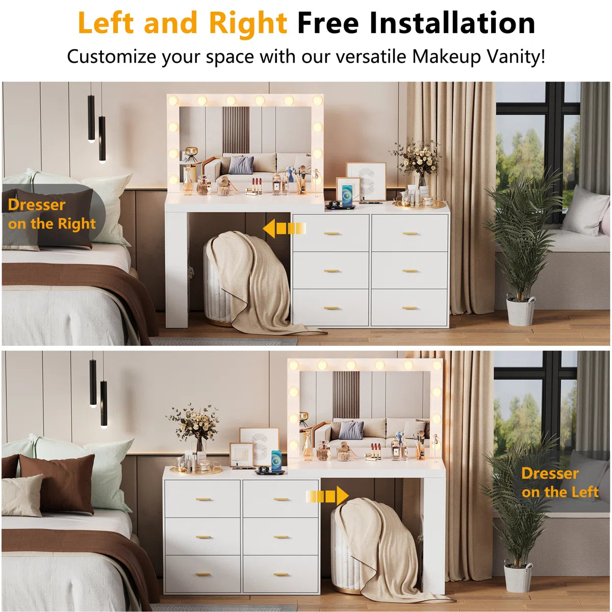 6 drawers makeup desk