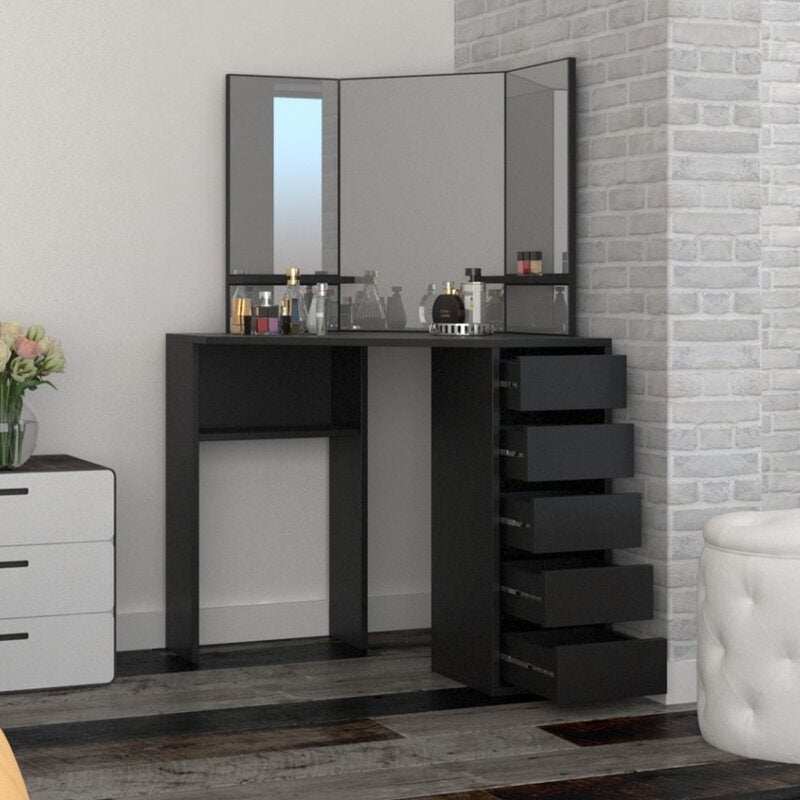 Corner makeup vanity