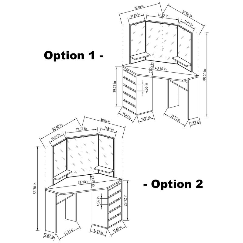 Corner makeup vanity