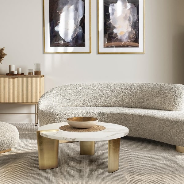 Modern Glam Round Coffee Table Golden Legs
