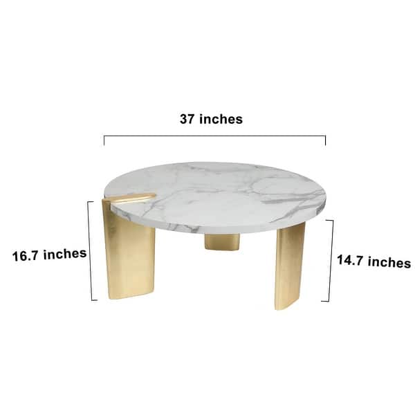 Modern Glam Round Coffee Table Golden Legs