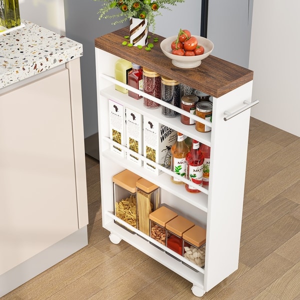Slim storage cart with wheels