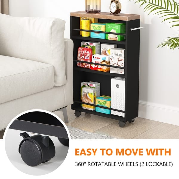 Slim storage cart with wheels