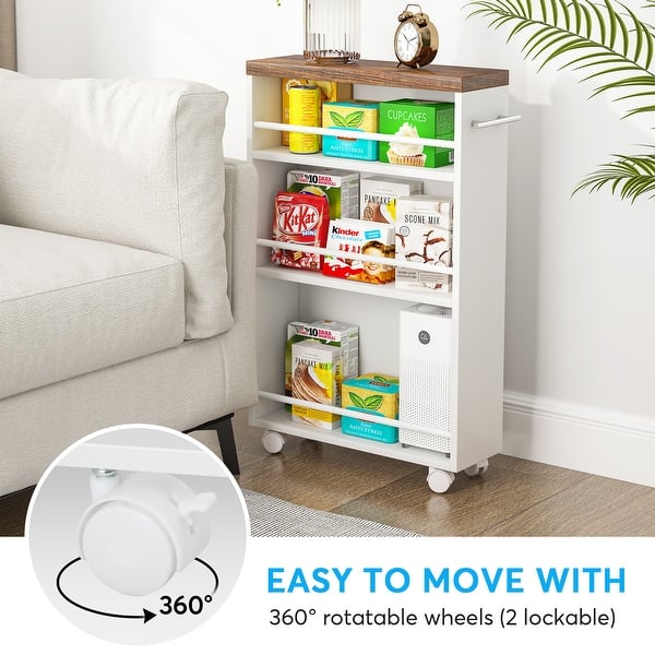 Slim storage cart with wheels