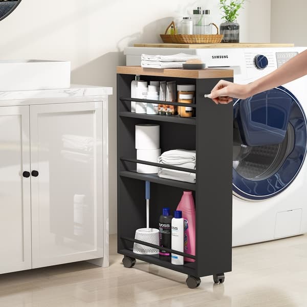 Slim storage cart with wheels