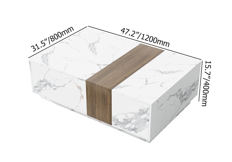 Marble & walnut coffee table