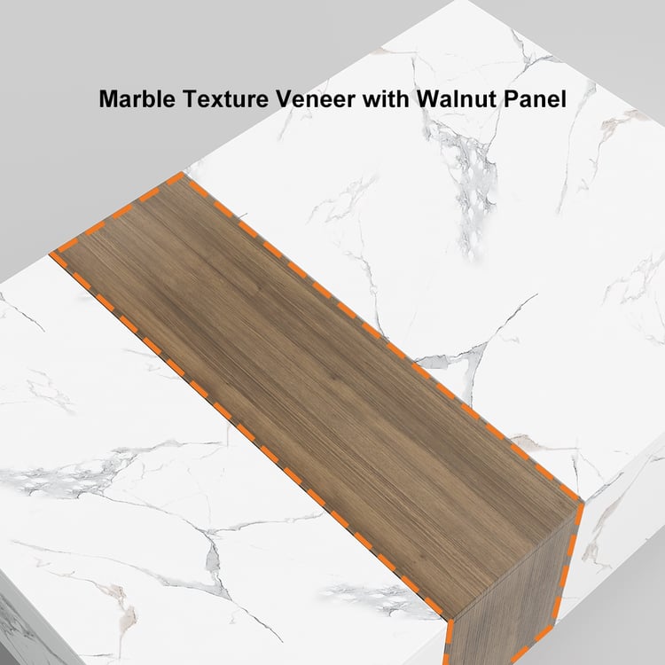 Marble & walnut coffee table