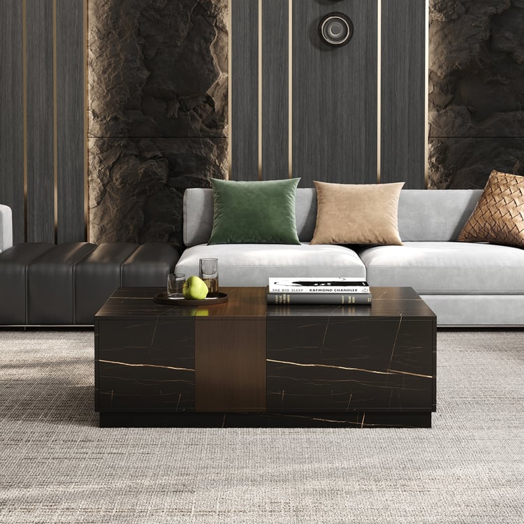 Marble & walnut coffee table